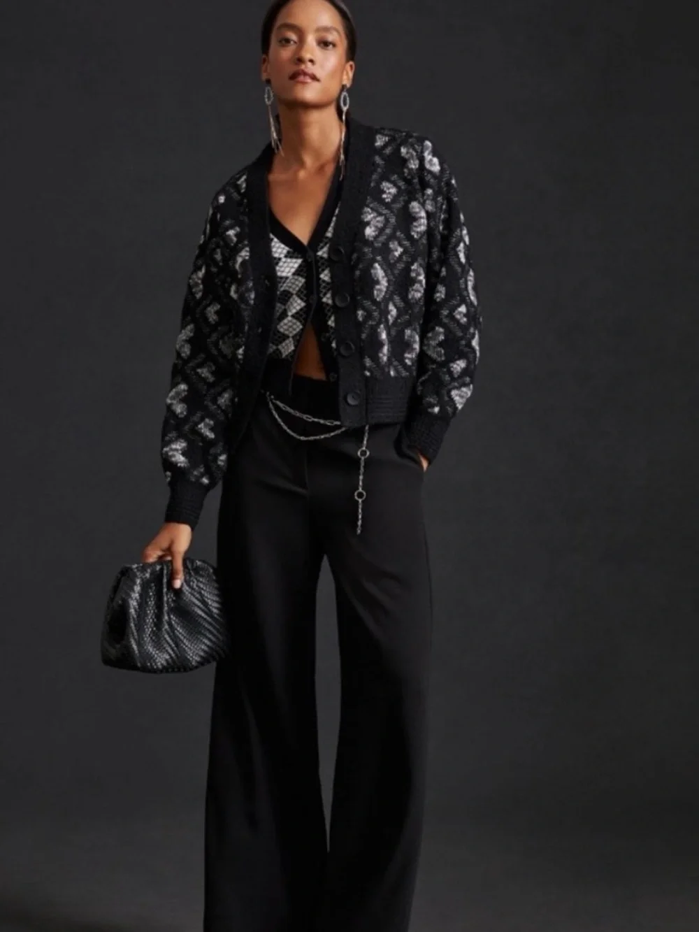 NWT Anthropologie Lili Sidonio x Molly  Hearts  Black/ White Cardigan, L